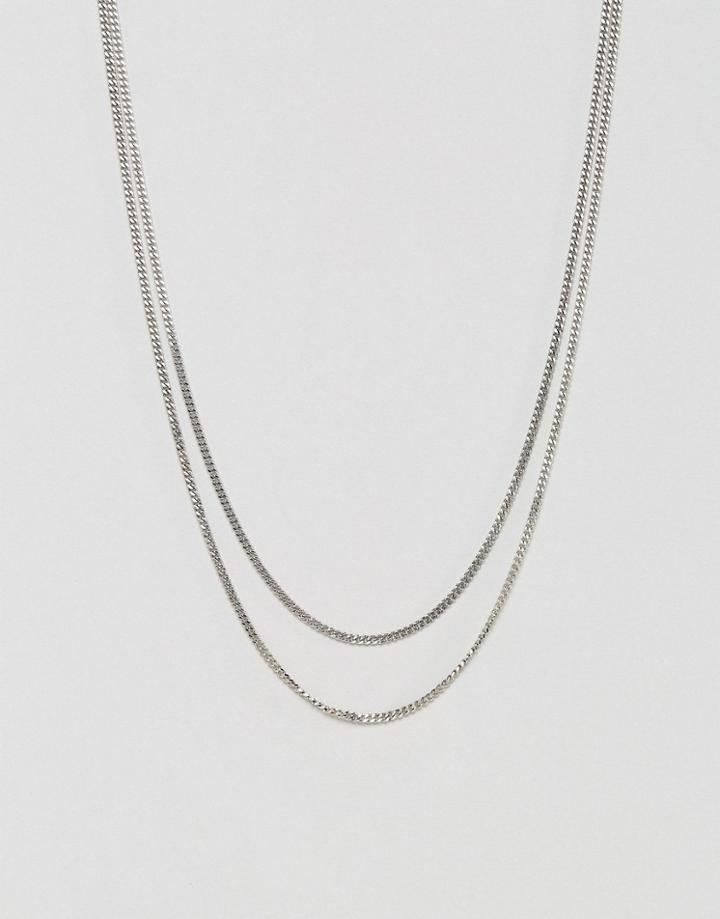 Icon Brand Double Curb Necklace In Antique Silver - Silver