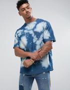Jaded London T-shirt In Bleached Denim - Blue