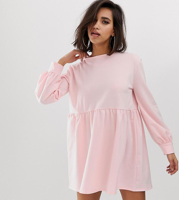 Rokoko Oversized Smock Sweat Dress-pink