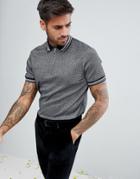 Asos Polo Shirt In Silver Metallic Fabric With Silver Tipping And Ring Pull - Silver