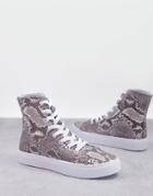 Asos Design Daz Canvas High Top Sneakers In Snake-multi