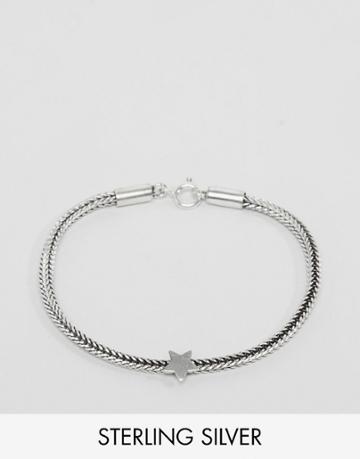 Fashionology Sterling Silver Star Detail Bracelet - Silver
