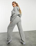 Asos Design Weekend Collective Knitted Wide Leg Pant In Gray-grey