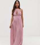 Tfnc Petite Bridesmaid Exclusive Pleated Maxi Dress In Pink - Pink