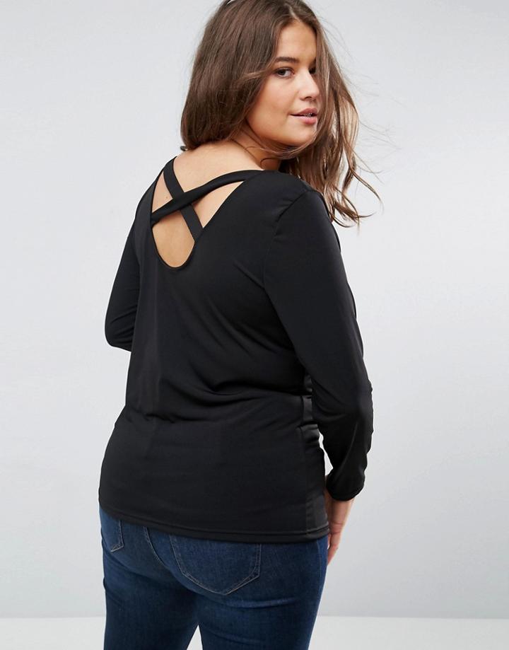 Junarose Jersey Top With Cross Back - Black