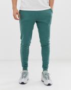 Asos Design Skinny Sweatpants In Deep Green - Green