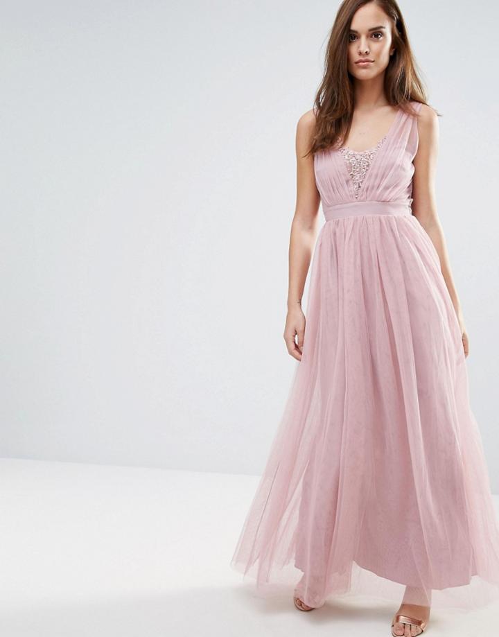Little Mistress Jewel Bust Maxi Dress - Pink
