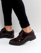 Asos Brogue Shoes With Creeper Sole In Burgundy Leather - Red