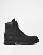 Timberland 6 Inch Premium Black Lace Up Flat Boots - Black