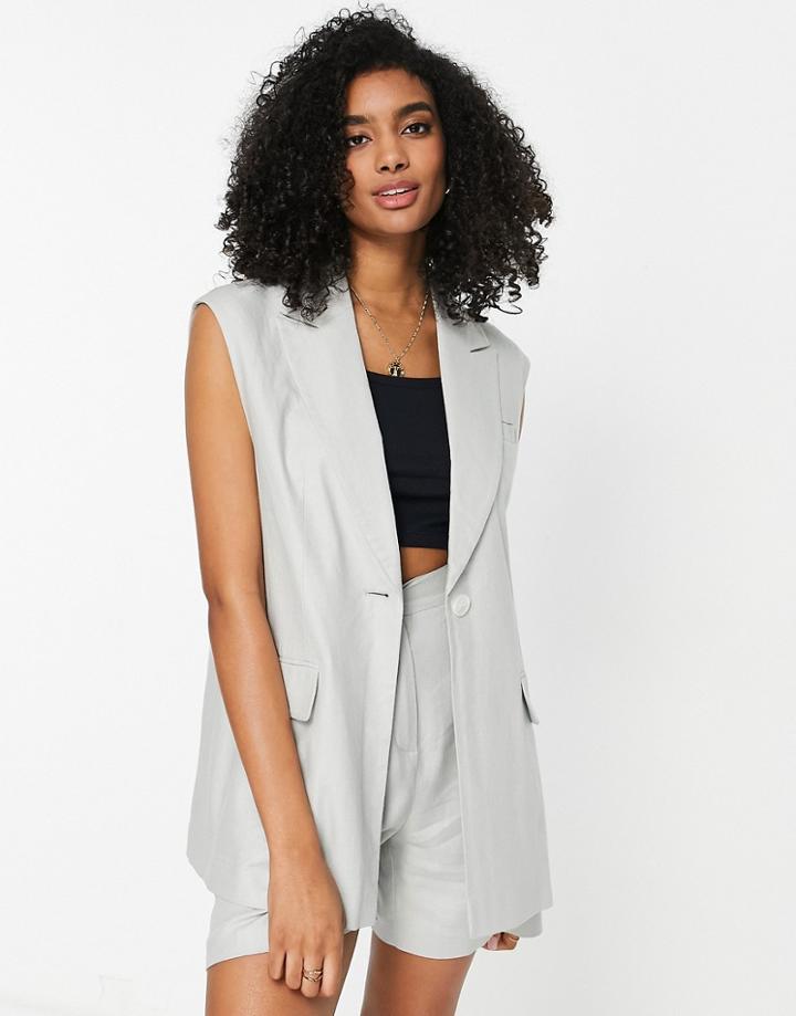 Topshop Relaxed Vest In Pale Blue - Part Of A Set