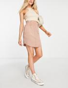 Asos Design Washed Jersey Mini Skirt With Deep Shirred Waistband In Dark Nude-pink