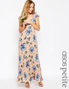 Asos Petite Wedding Lace Back Pleated Maxi Print Dress - Multi