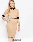 Vesper Contrast Collar Midi Pencil Dress