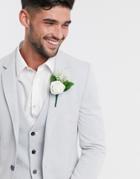 Asos Design Wedding Super Skinny Oxford Blazer In Ice Gray