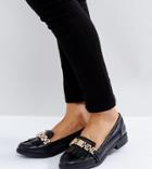 Missguided Chain Tassle Loafer - Black