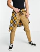 Hollister Skinny Fit Sweatpants In Dark Khaki Beige-neutral