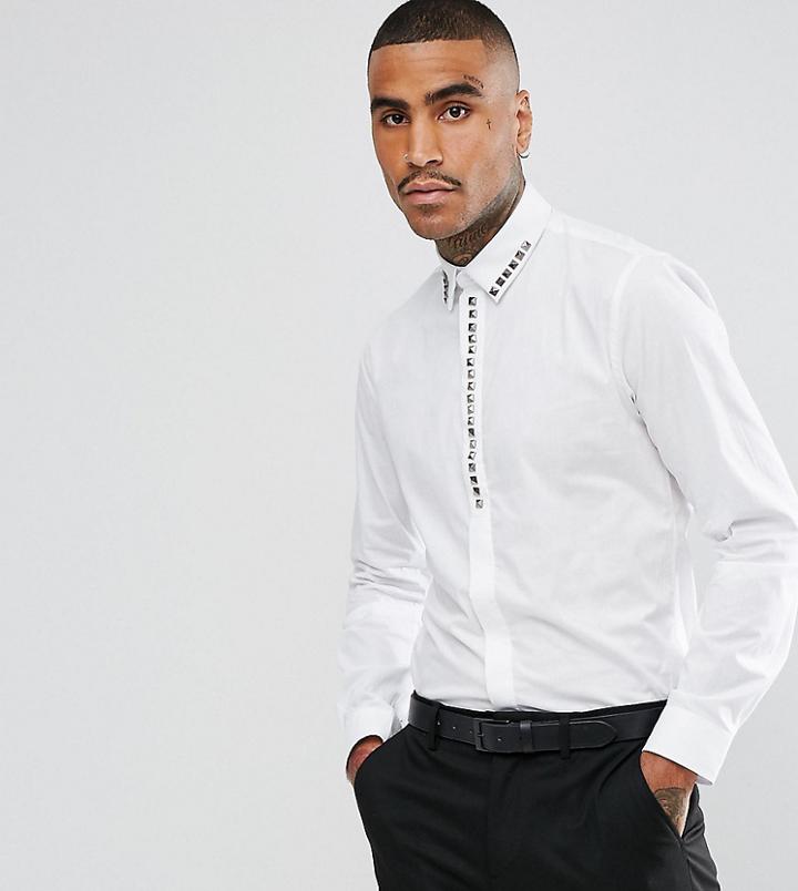 Noose & Monkey Skinny Smart Shirt With Studs - White