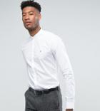 Farah Tall Shirt With Grandad Collar In Slim Fit With Stretch - White