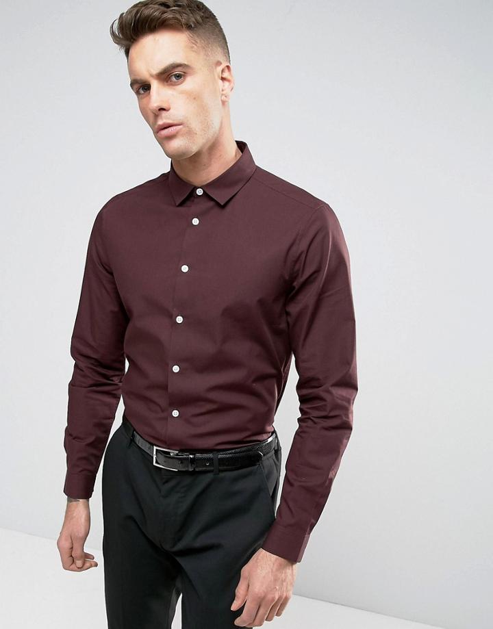 Asos Regular Fit Shirt In Fudge - Red