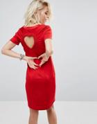 Love Moschino Dress With Cut Out Heart Back - Red