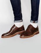 Asos Brogue Shoes In Brown Leather With Heavy Sole - Brown
