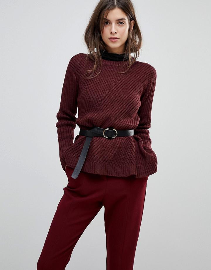 Qed London Ribbed Sweater - Red