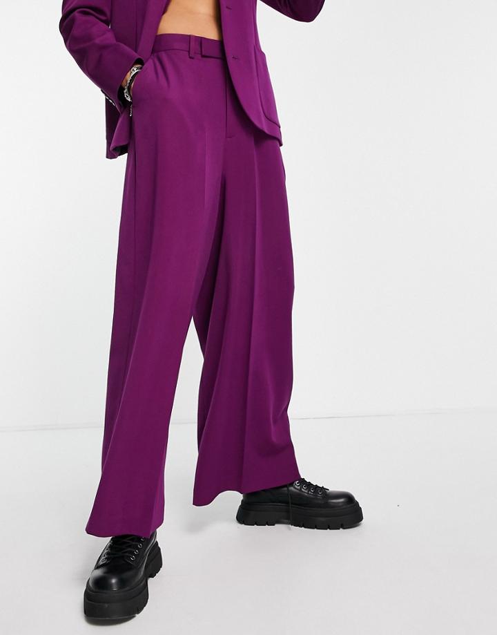 Asos Design Extreme Wide Leg Suit Pants In Aubergine-purple