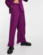 Asos Design Extreme Wide Leg Suit Pants In Aubergine-purple