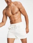 Asos Design Lounge Runner Shorts In Brushed Beige Fabric-neutral
