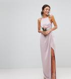 Asos Tall Wedding Drape Front Strappy Back Maxi Dress - Pink