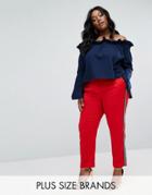 Elvi Trousers With Side Stripe - Red
