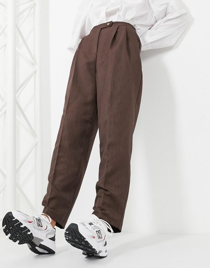 Asos Design Extreme Dad Pants In Brown