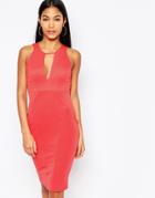 Lipsy Keyhole Front Body-conscious Dress - Coral