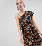 Boohoo Floral One Shoulder Tiered Dress - Multi