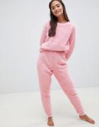Asos Design Lounge Super Soft Sweat And Jogger Twosie - Pink