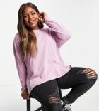 Cotton: On Oversized Side Split Long Sleeve T-shirt In Purple