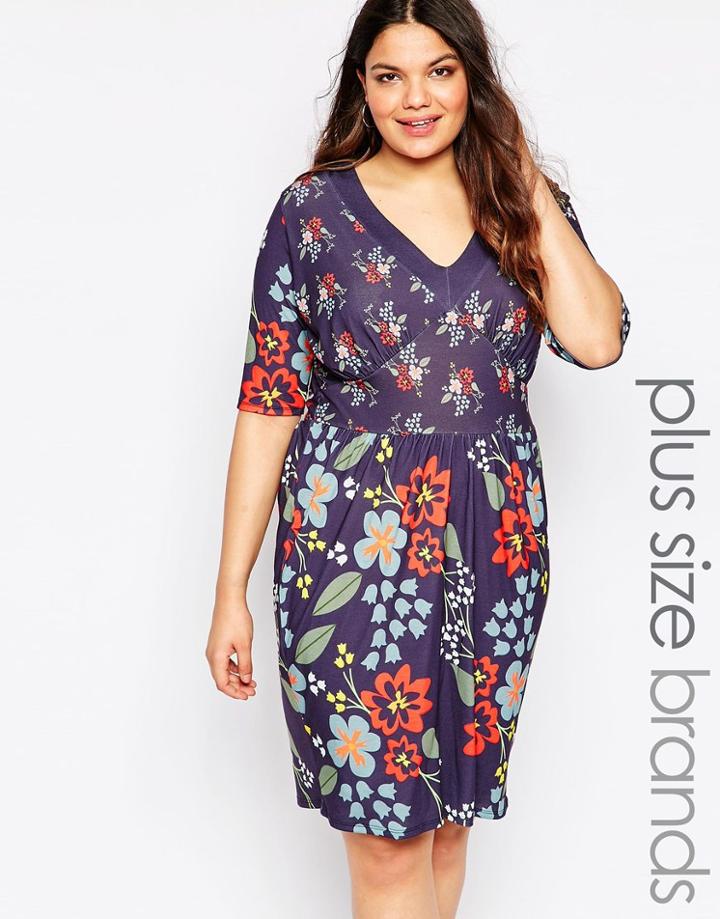 Pink Clove Floral Print Tea Dress - Multi