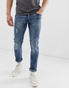 Only & Sons Ripped Jeans In Blue - Blue
