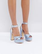 Office Harley Satin Platform Sandals - Blue