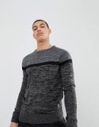 Soul Star Color Block Sweater - Black