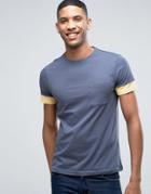 Another Influence Contrast Sleeve T-shirt - Navy