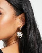 Asos Design Hoop Earrings With Eye Heart Charm In Gold Tone