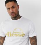 Ellesse Marco Metallic Logo T-shirt In White Exclusive At Asos - White