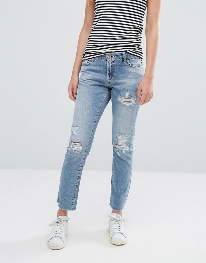 Noisy May Scarlet Destroy Boyfriend Jeans Length 32 - Blue