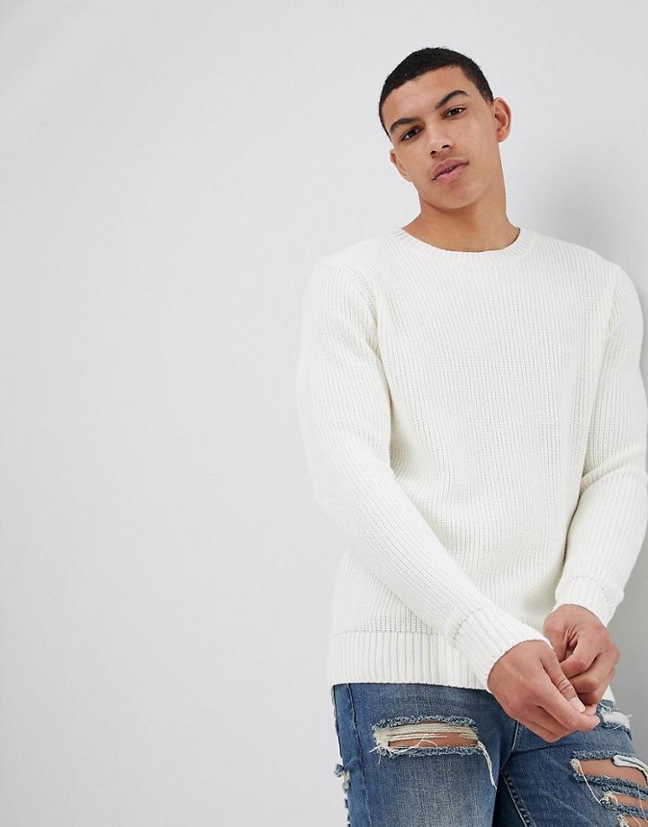 Pull & Bear Knitted Sweater In White - White