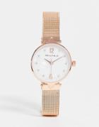 Bellfield Mesh Bracelet Watch With Embellished Dial In Rose Gold