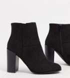 Asos Design Wide Fit Recite Heeled Ankle Boots In Black