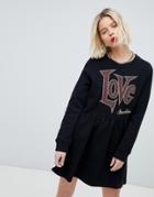 Love Moschino Kink Logo Sweat Dress - Black