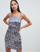 Boohoo Square Neck Cami Dress In Leopard - Multi