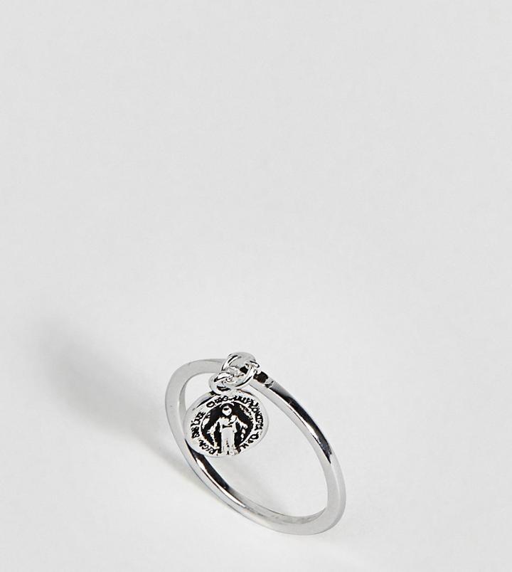 Asos Design Sterling Silver Vintage Style Icon Charm Ring - Silver